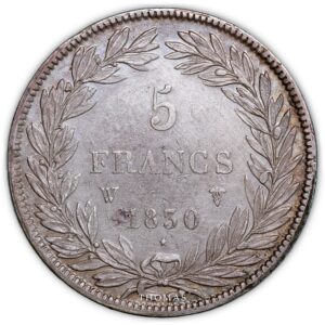 5 francs 1830 W lille reverse louis philippe