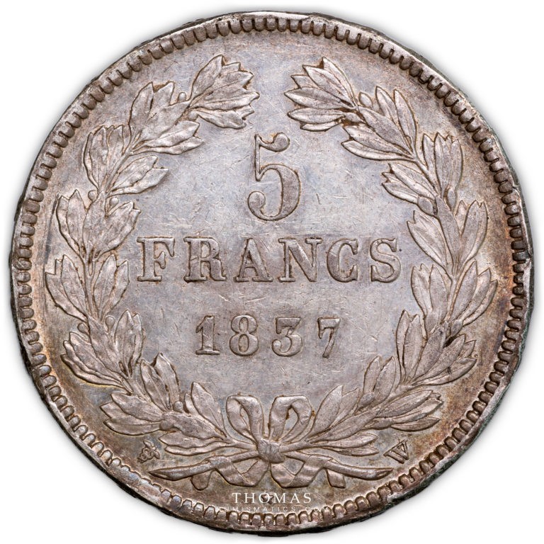 5 francs 1837 W revers louis philippe