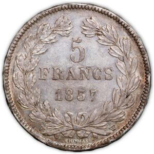 5 francs 1837 W reverse louis philippe
