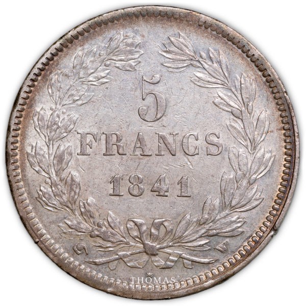 5 francs louis philippe 1841 W lille revers