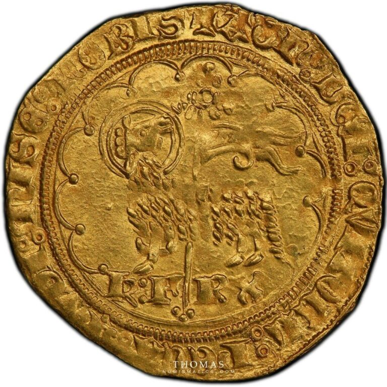 Gold agnel or charles VI obverse pcgs ms 63