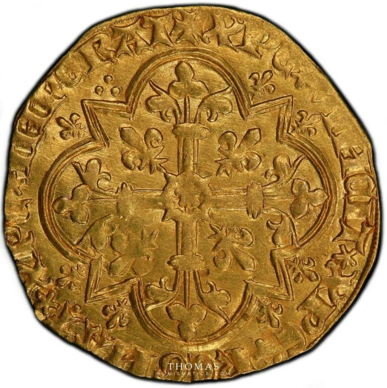 Gold agnel or charles VI reverse pcgs ms 63