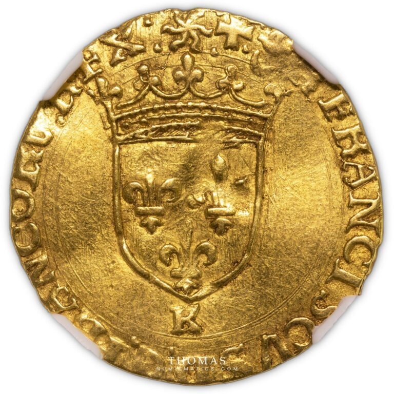 gold ecu or croisette francois I AU 55 bordeaux obverse