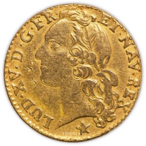 Gold Louis or bandeau louis xv 1748 H V inverted obverse