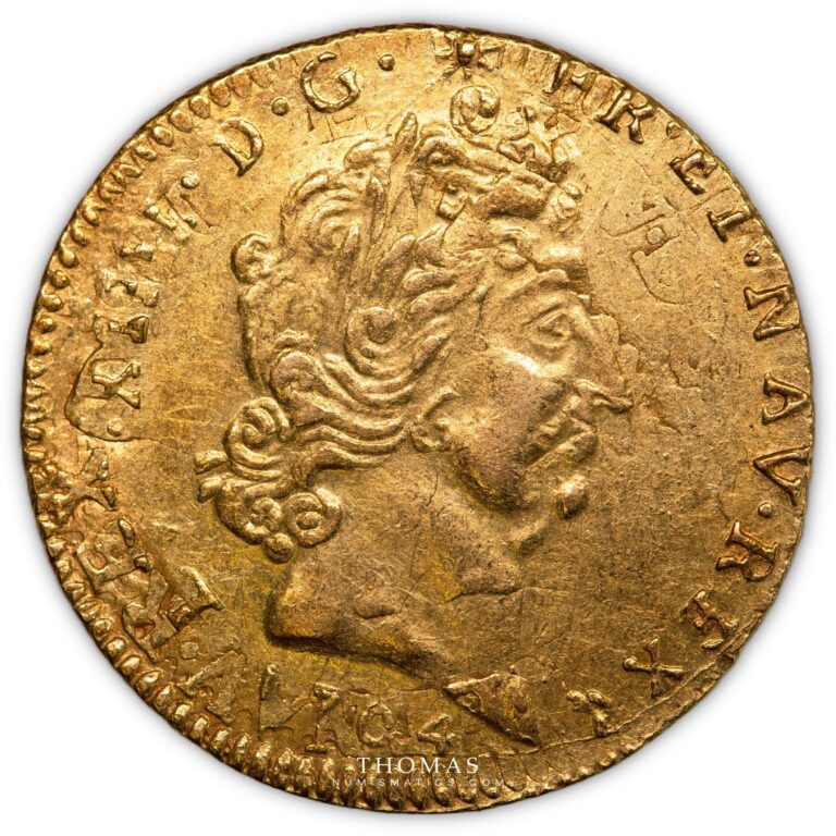 Gold Louis xiv louis dor aux insignes 1704 D obverse