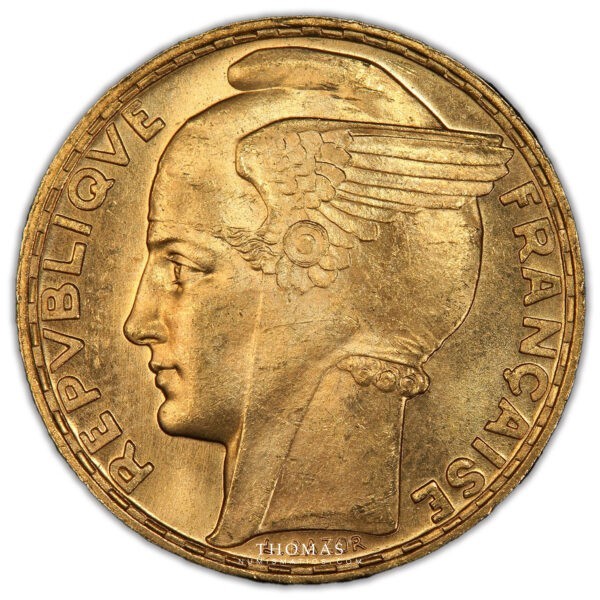 100 francs or bazor 1936 pcgs ms 64 plus avers