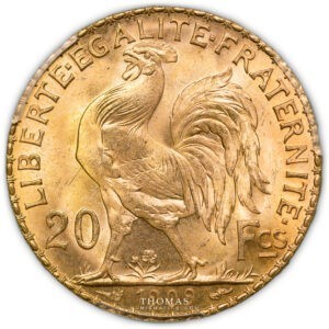 20 francs or marianne pcgs ms 67 1909 A paris revers