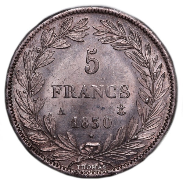 5 francs Louis philippe 1830 A revers