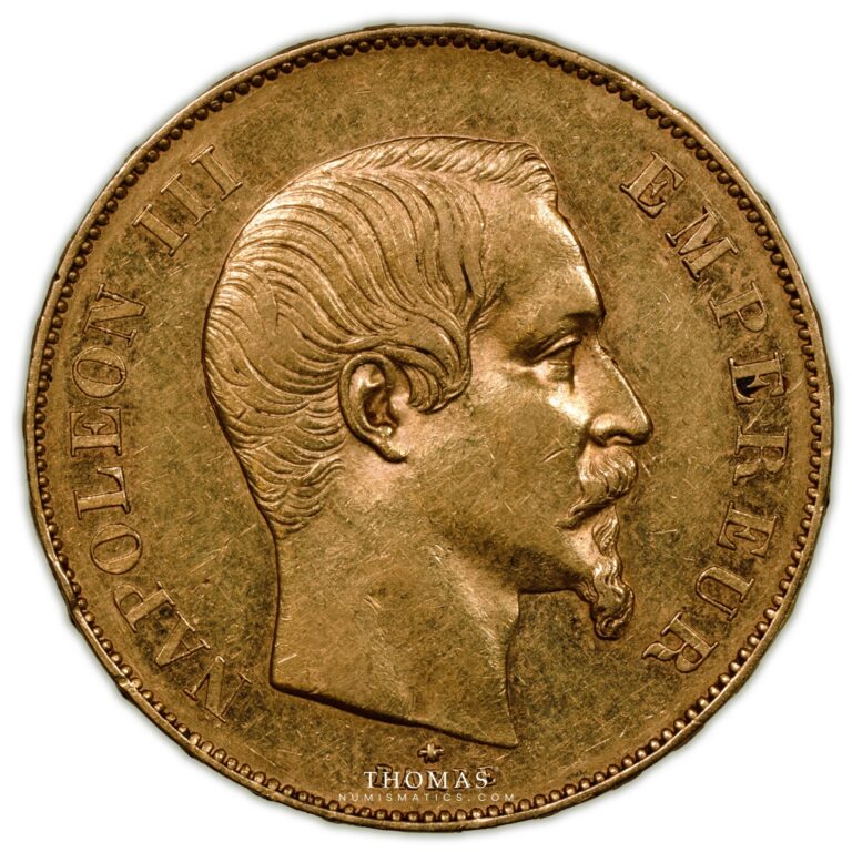 Gold 50 francs or 1855 BB strasbourg obverse