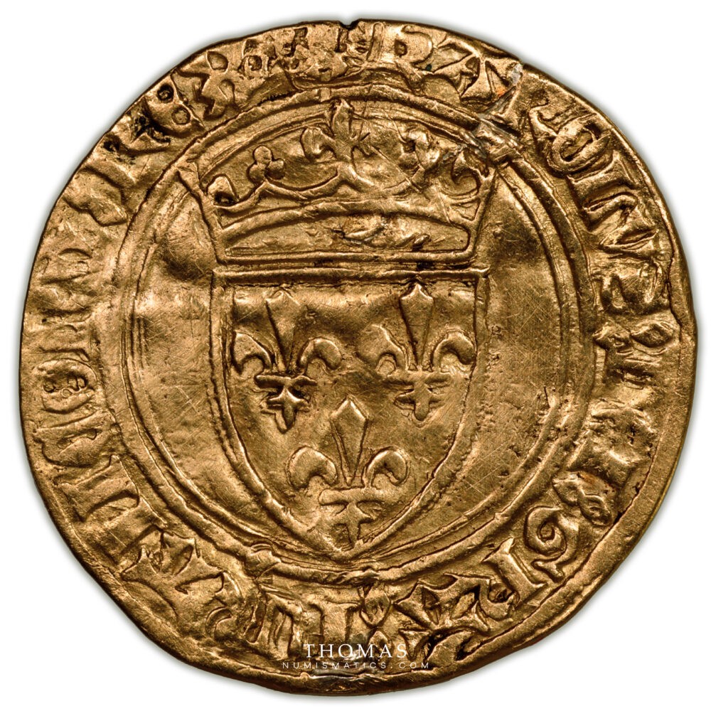 Pièce D'or Charles VII Demi-écu à La Couronne Paris 1438 - PCGS AU 58, Or 1.71g