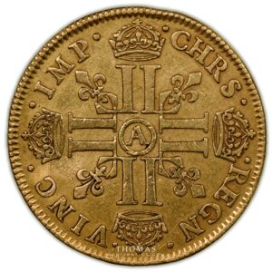 Gold Double Louis or XIII 1640 A reverse