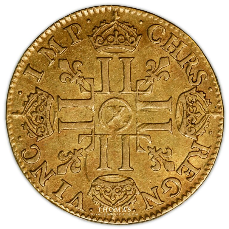 gold Louis or a la meche longue reverse 1653 X amiens