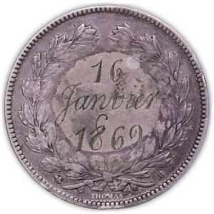 Louis Philippe 1Ier - 5 Francs - 1869 BB - Transformation médaille mariage - Collection Henri Térisse revers
