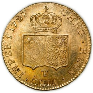 Louis xvi gold or double louis 1787 T nantes reverse