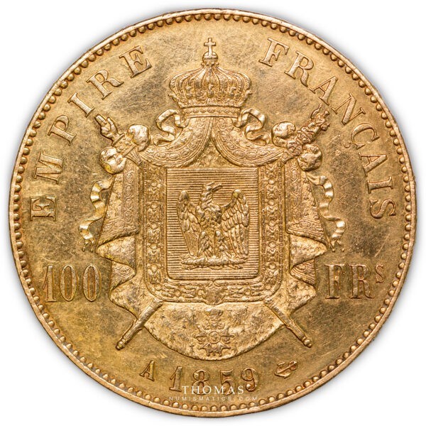 Napoleon III - 100 Francs or - Transformation en médaille de mariage - revers Collection henri Terisse