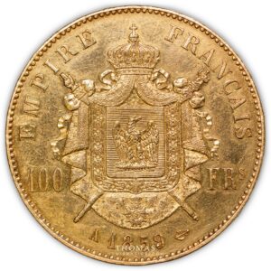 Napoleon III - 100 Francs or - Transformation en médaille de mariage - reverse Collection henri Terisse