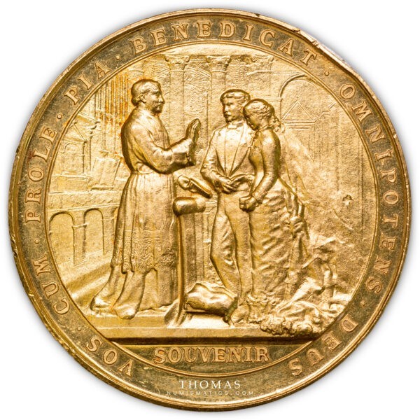Vernon - Médaille de mariage en or - revers 1904 Paris