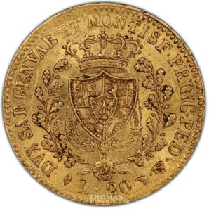 Gold 1822 L sardaigne reverse 20 l or