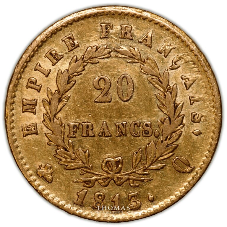 Gold 20 francs or napoleon I 1813 Q reverse