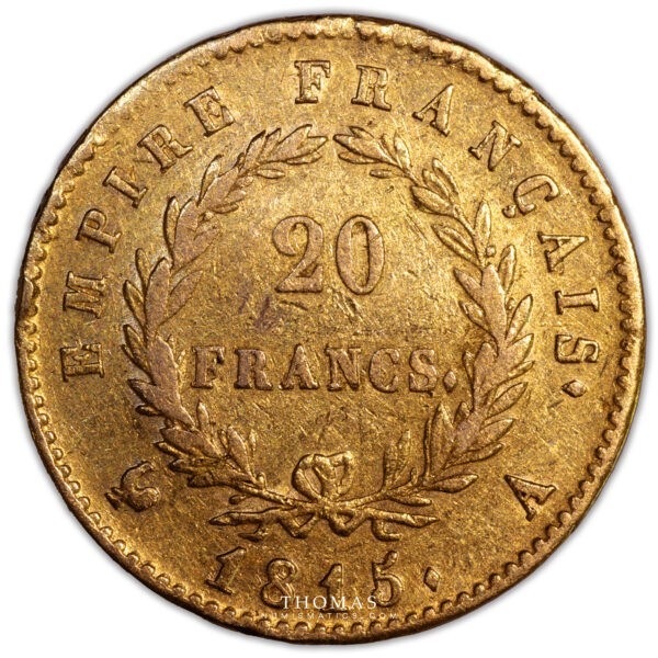 20 francs or napoleon I 1815 A Paris revers-5
