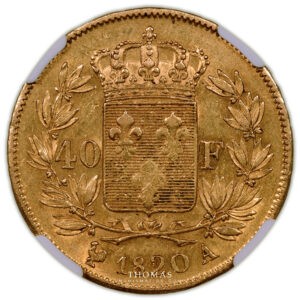 40 francs or 1820-10 A NGC MS 60 revers