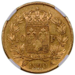 40 francs or 1820-10 A NGC MS 60 reverse