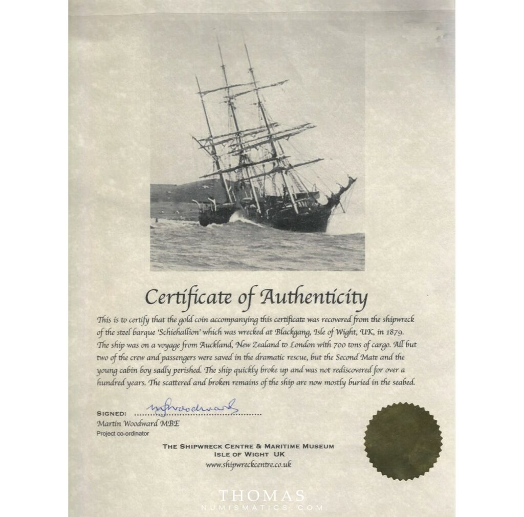 australie souverain or 1872 M certificat