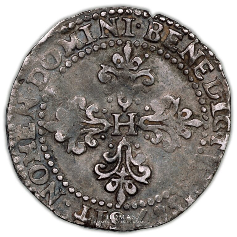 Henri III demi franc au col plat 1587 rouen revers