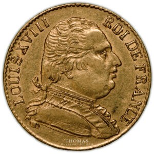 Louis XVIII - 20 francs or 1815 R Londres avers