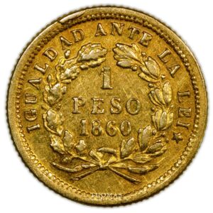 chili monnaie de peso or 1860 revers