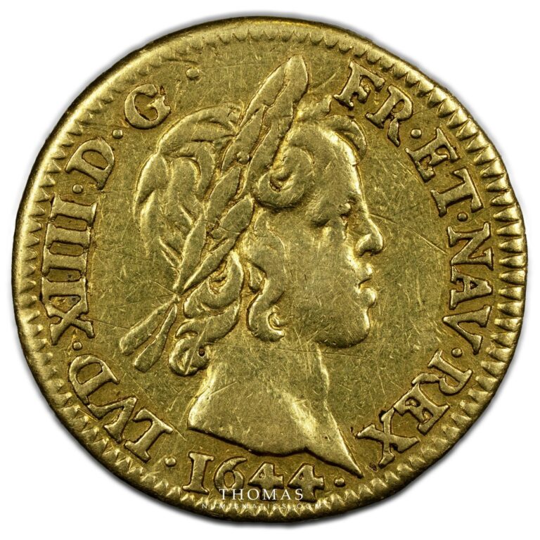 demi louis or meche courte 1644 louis xiv obverse gold