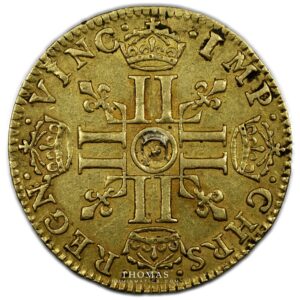 demi louis or meche courte 1644 louis xiv reverse gold