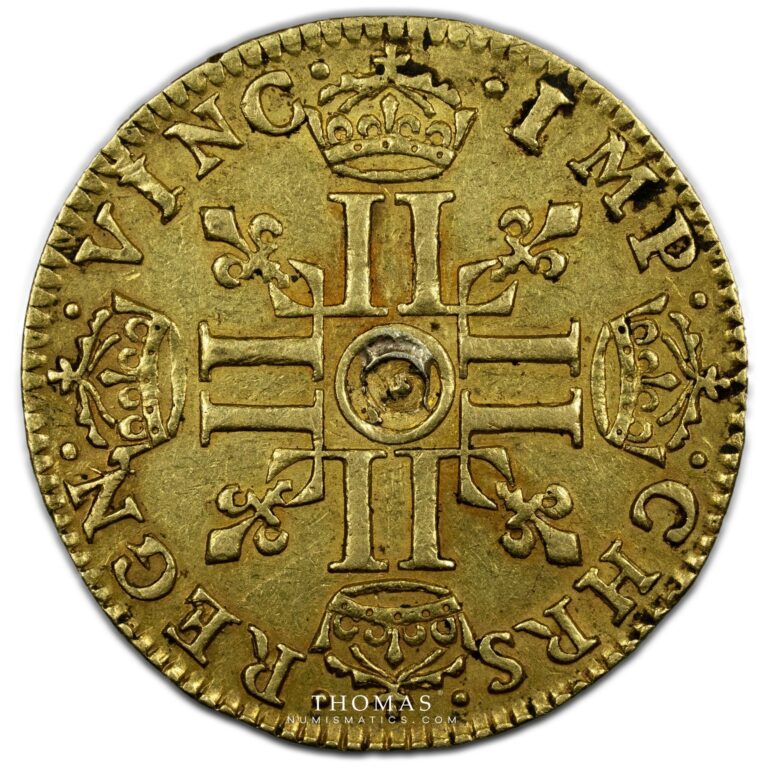 demi louis or meche courte 1644 louis xiv reverse gold