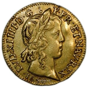 louis xiv - monnaie royale louis or a la meche longue 1650 Limoges avers