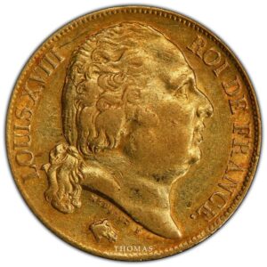 Louis XVIII 20 francs or 1820 W avers PCGS AU 55 avers