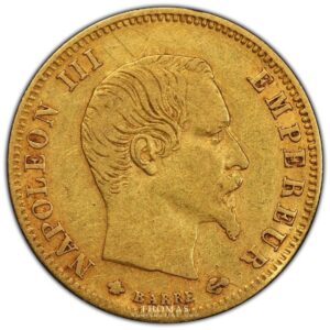 5 francs or de Napoleon III 1858 BB PCGS XF 45 avers