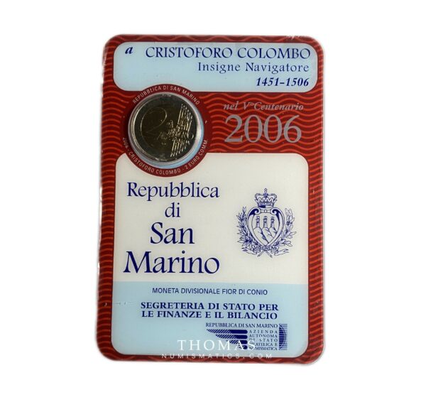 UNC - 2 euros commemorative - christoforo Colombo - San Marino - 2006 -2