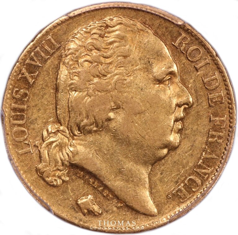 Louis XVIII - gold 20 Francs or - 1819 T PCGS AU 53