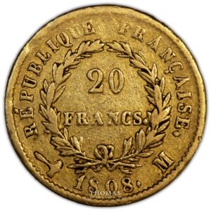 Gold - Napoleon I – 20 francs or 1808 M Toulouse-3