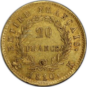 Gold - Napoleon Ier - 20 Francs or - tête laurée - 1810 K Bordeaux - PCGS AU 50