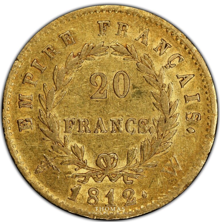 Napoléon Ier - Gold - 20 Francs or - tête laurée - 1812 W PCGS AU 50