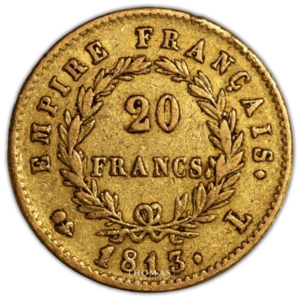 20 francs or napoleon I 1813 L bayonne revers-2