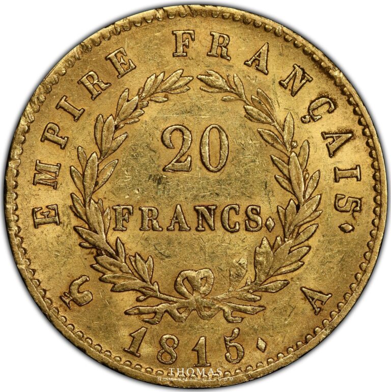 Napoleon Ier - Gold - 20 Francs or - tête lauree - 1815 A Paris - PCGS AU 58