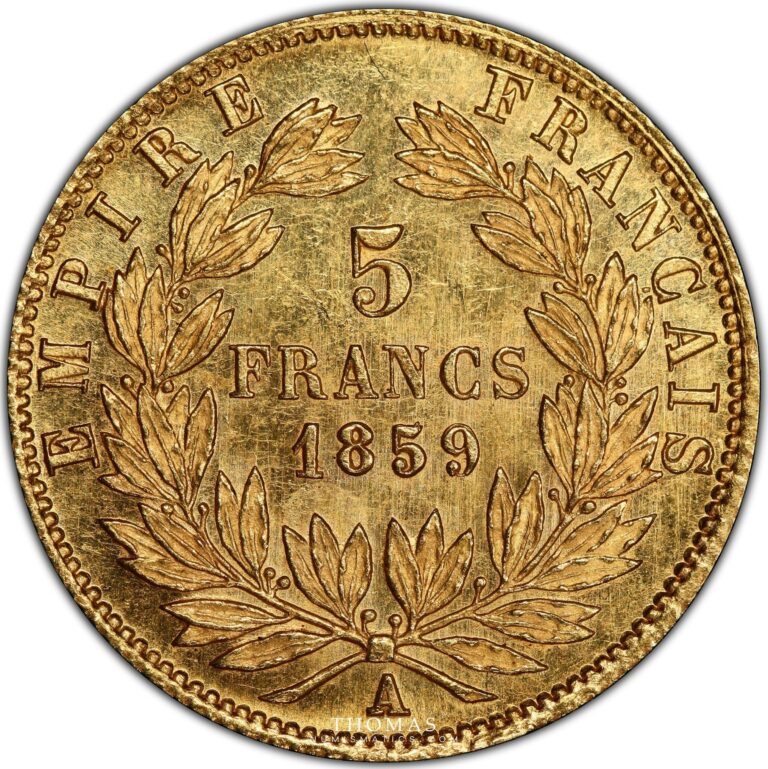 Napoleon III - Gold- 5 Francs or - 1859 A Paris - PCGS MS 64