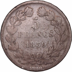 Louis Philippe I - 5 Francs - 1839 D Lyon