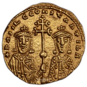 Basile II et Constantin VIII – Histamenon nomisma or – Constantinople – Pedigree Bourgey-2 1975 gold obverse