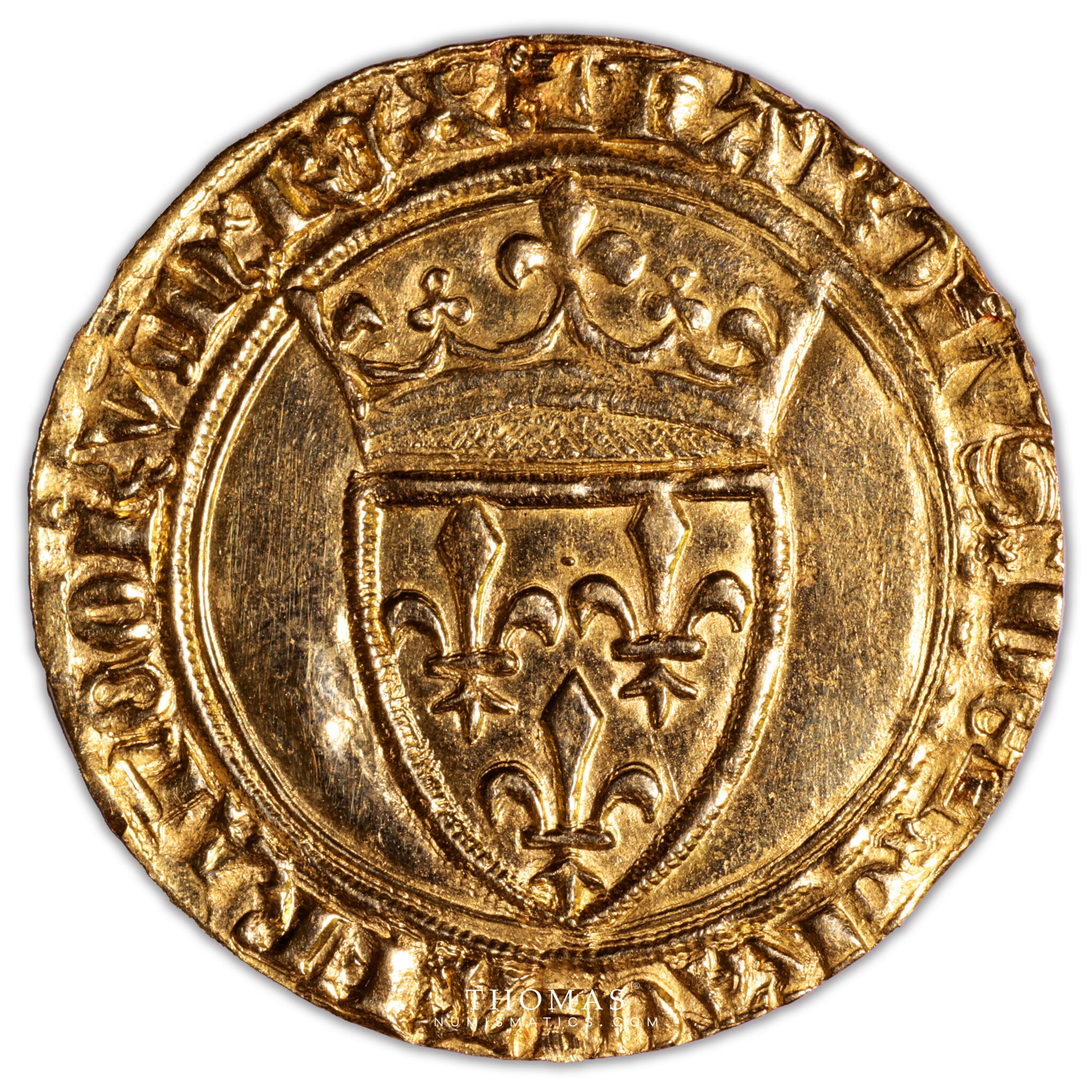 monnaies royales en or charles v (1364-1380). franc à pied (20 avril 1365