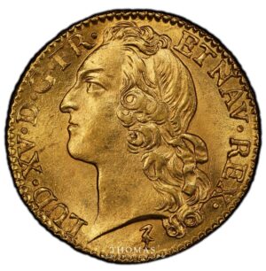 Gold Louis or bandeau 1745 W Lille PCGS MS 64 obverse