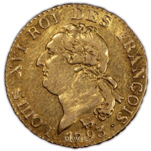 Louis or constitutionnel 24 livres en or 1793 A obverse gold