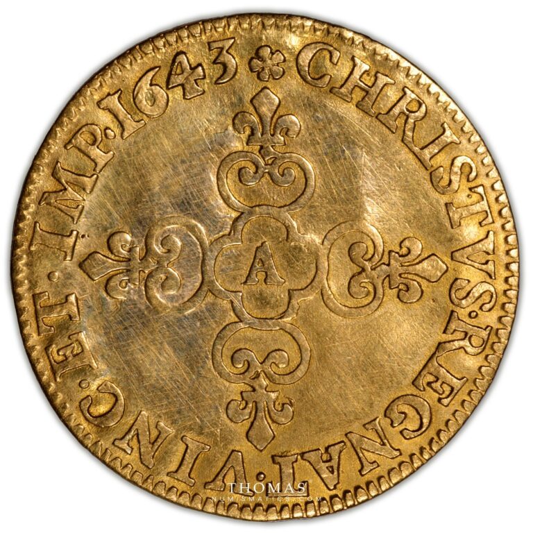 Louis XIII ecu or frappe au moulin 1643 A reverse gold